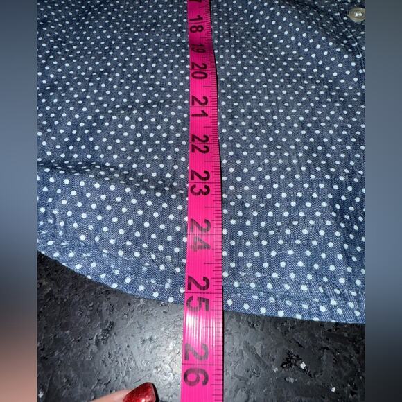 UEC OLD NAVY Blue White Polka Dot Long Sleeve Button-Up Chambray Shirt Sz M - Picture 7 of 8